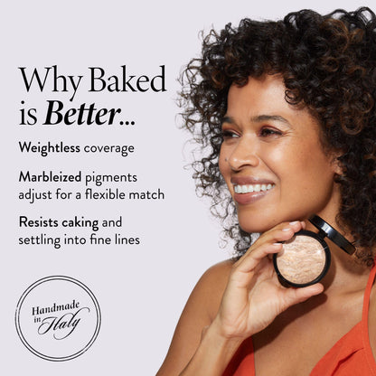 LAURA GELLER NEW YORK Baked Balance-n-Glow Illuminating Powder Foundation – Toffee – Handmade in Italy – Pearl-Infused Satin Finish – Vitamin C Brightening – Buildable Sheer Coverage – For Mature Skin