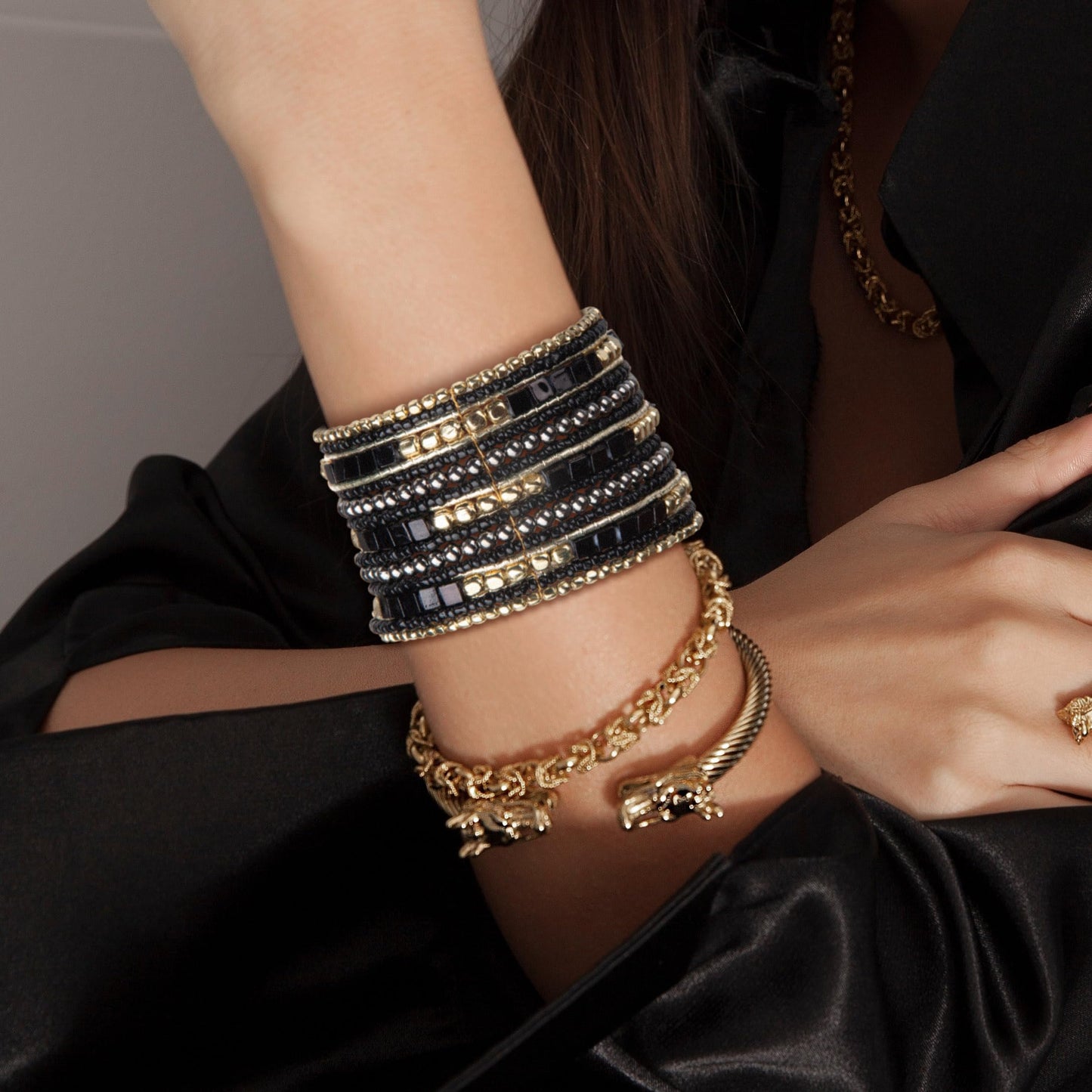 SPUNKYsoul Boho Cuff Bracelets, Women Adjustable Stackable Beaded Accessory | Adjustable Bohemian-Inspired Design, Trendy Wrist Ornament, Versatile For Occasions Or Everyday Wear, Unique Style Jewelry