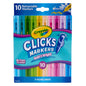 Crayola Clicks Retractable Tip Markers (10ct), Washable Cone Tip Art Marker Set, Cute Aesthetic School Supplies, Classroom Must Haves, Ages 3+