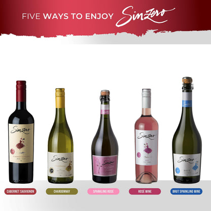 SINZERO - Cabernet Sauvignon - 750 ml 6 Pack - Non-alcoholic red wine - Aged in French oak for smooth rich flavor - Low calories, vegan friendly - Made in Chile