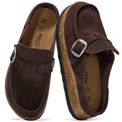 Project Cloud 100% Genuine Leather Moccasin Style Clogs for Women (Carline) | Memory Foam Insole for Comfortability; Non-Slip and Durable Womens Clogs; Lightweight and Water-Resistant Mules for Women
