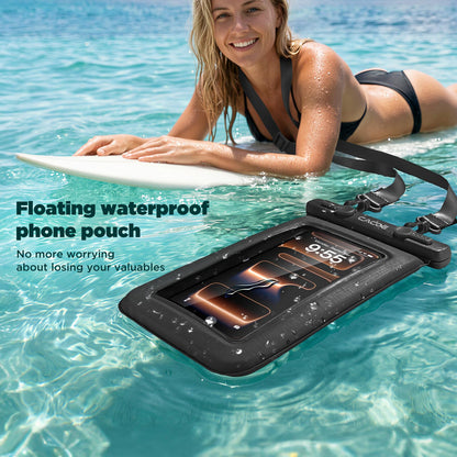 CACOE Floatable Waterproof Phone Pouch 2 Pack Up to 9.0", Black+Green | Floatable, IPX8 Waterproof Phone Case,Adjustable Lanyard,Dry Bags for Beach/Cruise/Travel/Camping/Kayak/Vacation Essentials