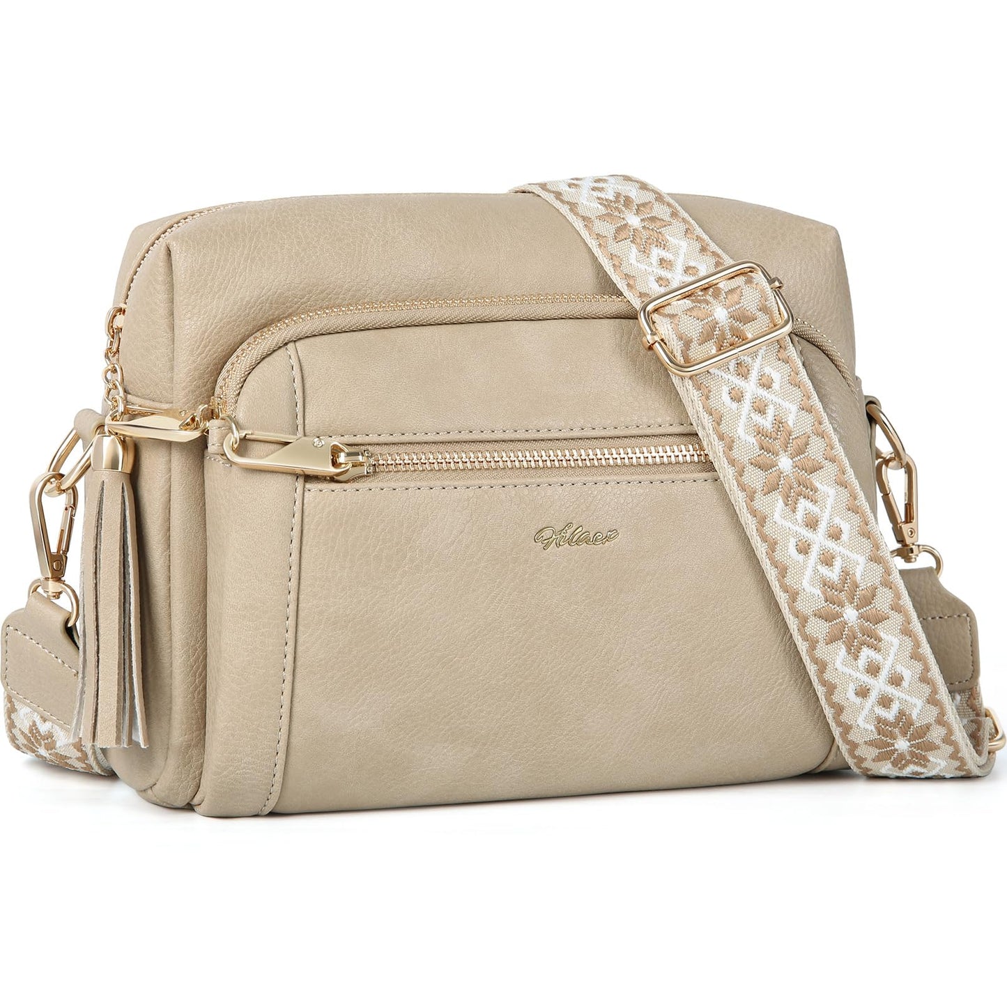 Small Leather Crossbody Bags for Women Anti theft Purses and Handbag Shoulder Hangbag with Wide Strap Tassel