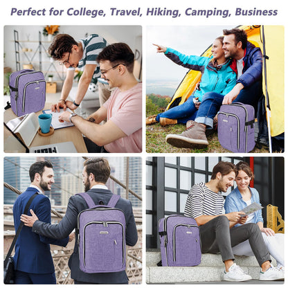 Travel Carry On 17.5" Laptop Expandable Backpack for Men Women, Personal Item Bag Waterproof Airline Approved with USB Charging Hole 3 Packing Cubes, Large Weekender Daypack Business Luggage Suitcase