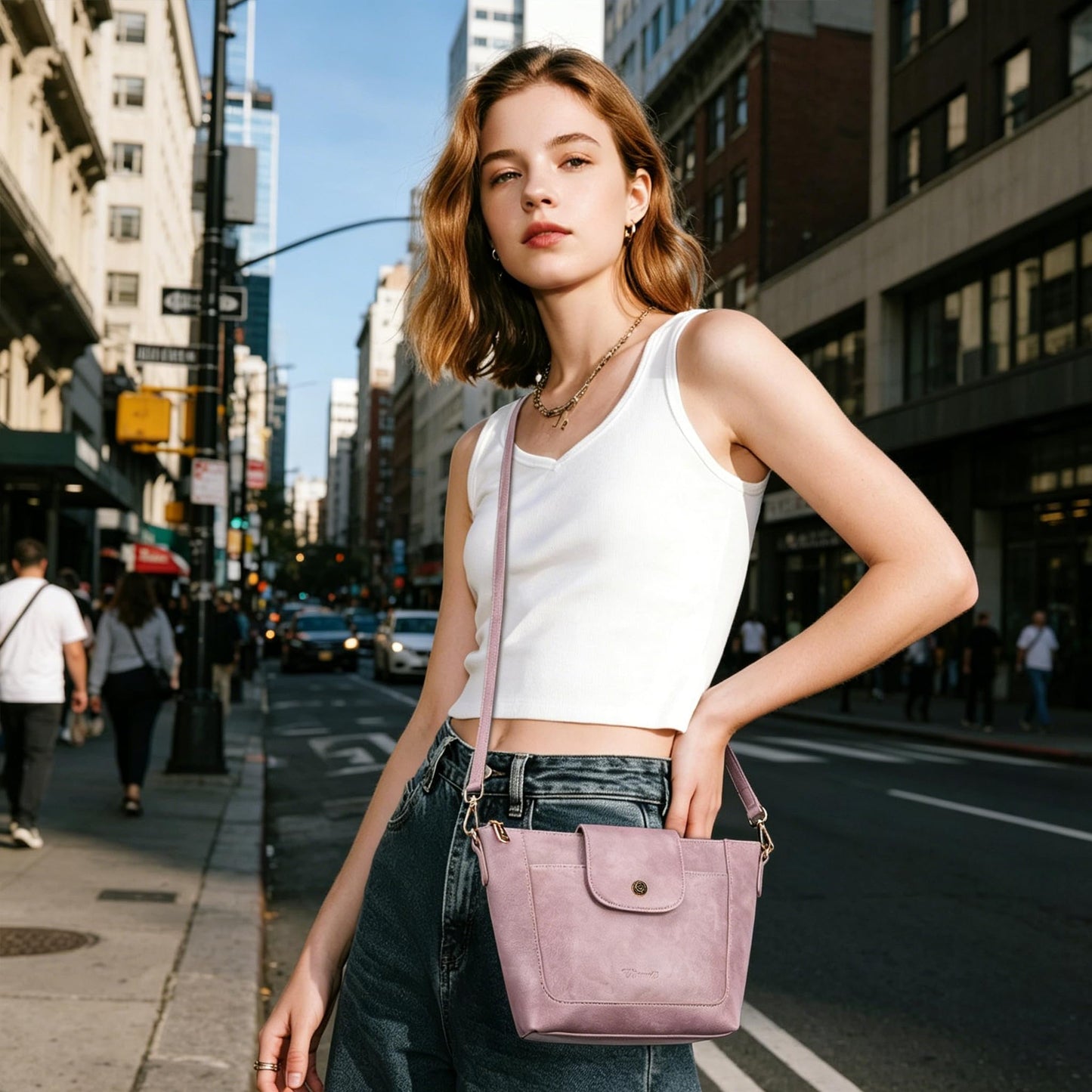 Crossbody Purses for Women Vegan Leather Small Crossbody Bags with Adjustable Strap Lightweight Travel Shoulder Bag