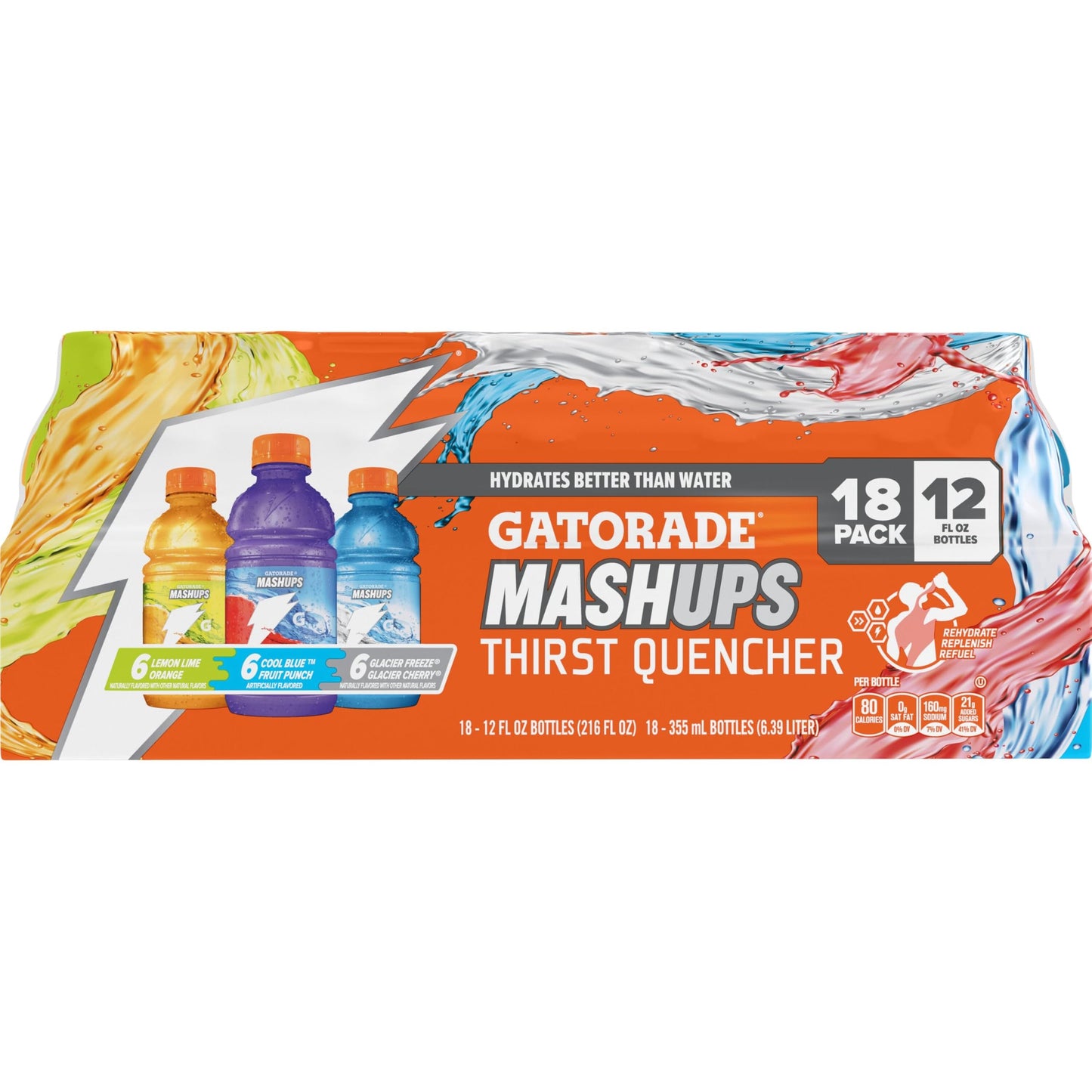 Gatorade Thirst Quencher, Fruit Punch, Glacier Cherry, Cool Blue Variety Pack, 12 Fl Oz (Pack of 18)