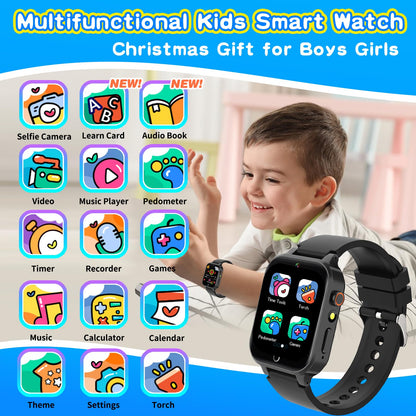 Kids Smart Watch Gift for Girls Age 5-12, 39 Games HD Touch Screen Watches with Video Camera Music Player Pedometer Flashlight 12/24 hr Educational Toys Birthday Gifts for Girls Ages 7 8 9 10