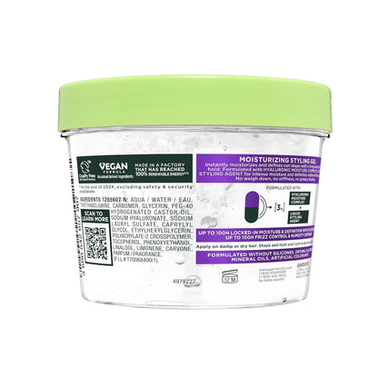 Garnier Fructis Flexi Hold Curls Moisturizing Gel, Curl Hair Styling Gel with Hyaluronic Moisture Complex, Provides Up to 100HRs of Moisture & Definition For All Curl Types, 12.5 Fl Oz