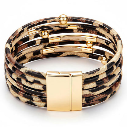 Fesciory Leather Wrap Bracelets for Women, Boho Western Layered Jewelry | Layered leather cuff bracelets, Easy on and off, Boho western style, Daily wear, Gift for women