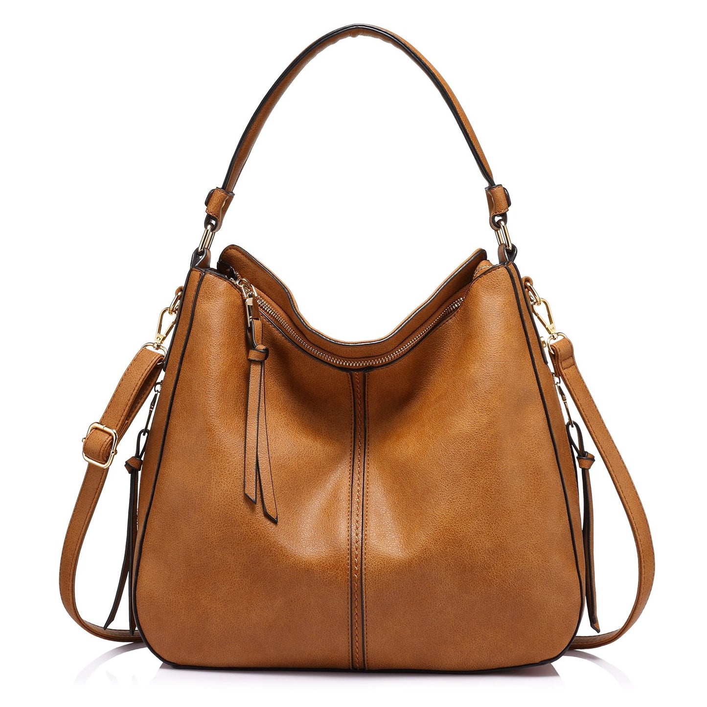 Realer Hobo Crossbody Bags for Women Designer Faux Leather Hobo Handbags Retro Large Size Shoulder Bag Bucket Purse