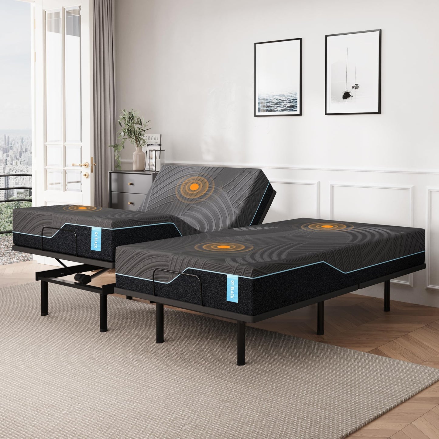 Dyonery Twin XL Adjustable Bed Base Frame with Wireless Remote + 12 Inch Twin XL Gel Memory Foam Mattress Bed in a Box, Head and Foot Incline, Zero Gravity, Fiberglass Free, 80" × 38"