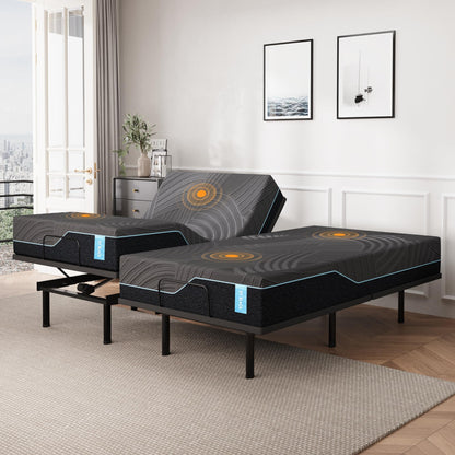 Dyonery Twin XL Adjustable Bed Base Frame with Wireless Remote + 12 Inch Twin XL Gel Memory Foam Mattress Bed in a Box, Head and Foot Incline, Zero Gravity, Fiberglass Free, 80" × 38"