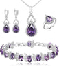 BriLove Wedding Jewelry Set for Women Bride Bridesmaid | Gorgeous Cubic Zirconia Teardrop Necklace Earrings Bracelet Adjustable Ring Jewelry Gift for Birthday/Anniversary