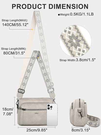 Small Leather Crossbody Bags for Women Anti theft Purses and Handbag Shoulder Hangbag with Wide Strap Tassel