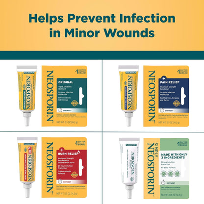 Neosporin Original First Aid Triple Antibiotic Ointment with Bacitracin Zinc for Infection Protection, Wound Care Treatment & Helps Minimize the Appearance of Scars for Minor Wounds, .5 oz