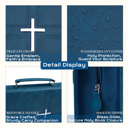 XKDOUS 20 Pcs Bible Case Set with Tabs, Pens, Study Supplies Carrier Holder Portable Men's Bible Bag Church Book Leather Cover Father Day Christian Gift for Dad, Mom, Men, Women