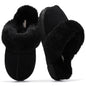 Project Cloud Genuine Leather Slippers for Women with Genuine Fur Lining, Non-Slip Indoor/Outdoor Clog Mule Slippers, Memory Foam Insole