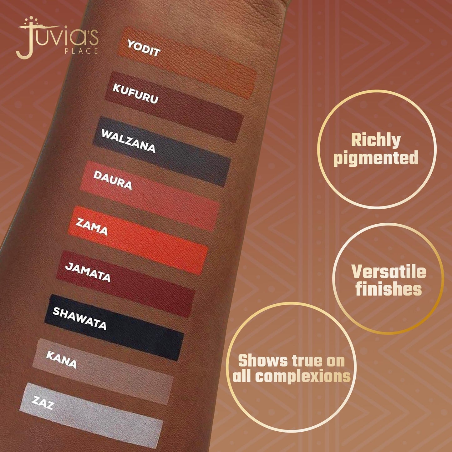 Juvia's Place Palette The Warrior - Warm Golds, Browns & Bronzes, Shades of 9, Warm and Neutral Palette, Pigmented Makeup Palette Eye Color & Shine