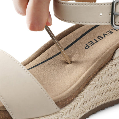 Women's Orthopedic Wedge Sandals: Arch Support Genuine Leather Platform Espadrilles - Comfortable Open Toe Casual Summer Sandals