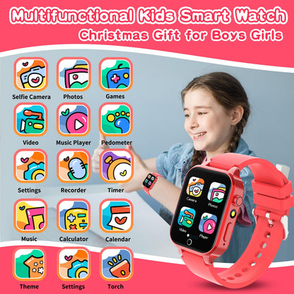 Kids Smart Watch Gift for Girls Age 5-12, 39 Games HD Touch Screen Watches with Video Camera Music Player Pedometer Flashlight 12/24 hr Educational Toys Birthday Gifts for Girls Ages 7 8 9 10