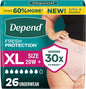 Depend Fresh Protection Adult Diapers, Incontinence Underwear for Women, Disposable, Maximum, XXL, Blush, 44 Count (2 Packs of 22), Packaging May Vary