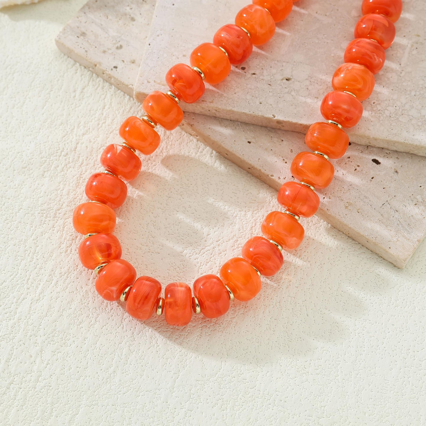 Chunky Beaded Choker Necklace for Women Summer Beach Acrylic Beads Necklaces Trendy Boho Statement Colorful Necklace Jewelry Accessories