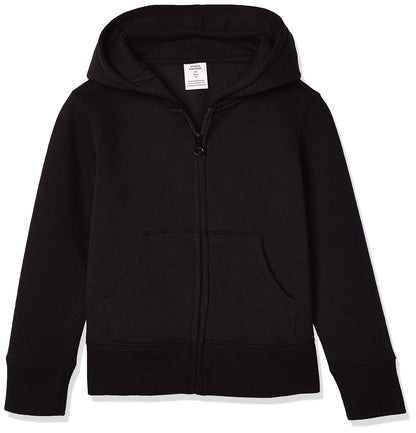 Amazon Essentials Girls and Toddlers' Fleece Zip-Up Hooded Sweatshirt with Lined Hood and Rib Knit Detail
