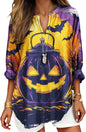 Womens Bohemian Print Tunic Top Cotton Blend V Neck Long Sleeve Loose Fit Casual Blouse for Summer Beach Vacation