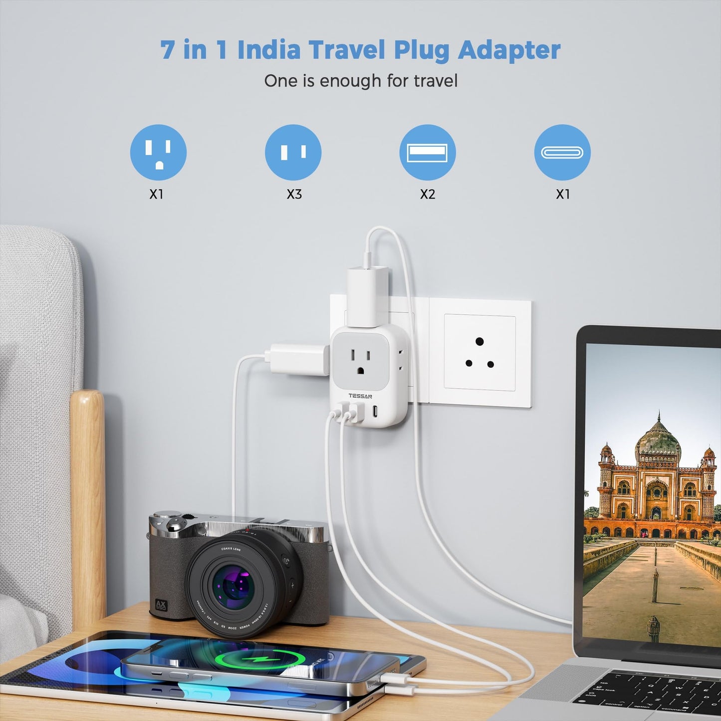 TESSAN 2 Pack European Travel Plug Adapter, Europe Power Converter