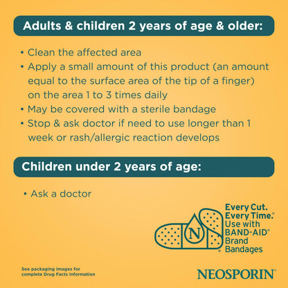 Neosporin Original First Aid Triple Antibiotic Ointment with Bacitracin Zinc for Infection Protection, Wound Care Treatment & Helps Minimize the Appearance of Scars for Minor Wounds, .5 oz