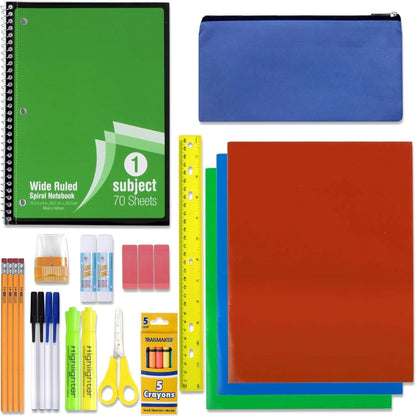 Trailmaker 12 Pack Bulk School Supply Kits | 30 Piece Classroom Supply Sets for Elementary & Middle School | Notebooks, Pencils, Crayons & Essentials | Ideal for Schools, Nonprofits, Charities & Donation Programs