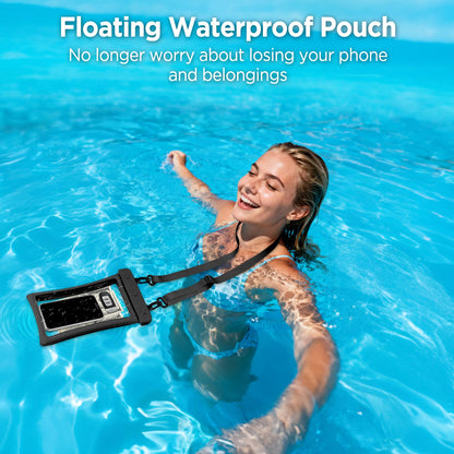 CACOE Floatable Waterproof Phone Pouch 2 Pack Up to 9.0", Black+Green | Floatable, IPX8 Waterproof Phone Case,Adjustable Lanyard,Dry Bags for Beach/Cruise/Travel/Camping/Kayak/Vacation Essentials