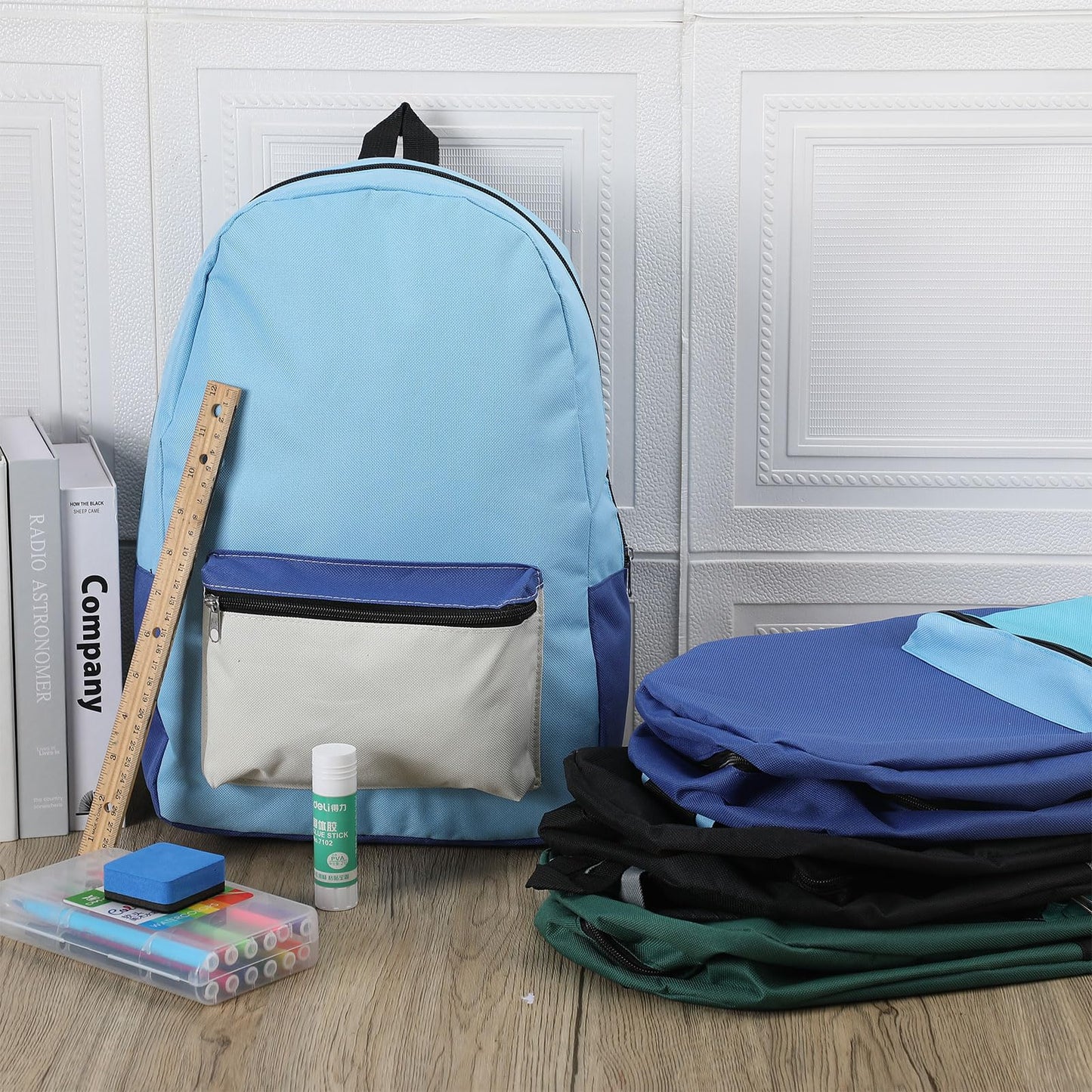 Amylove 12 Pack Backpack in Bulk 17 inch Lightweight Outdoor Travel Bag Classic Bookbags Bulk for Travel Middle High (Colorful,Lovely)