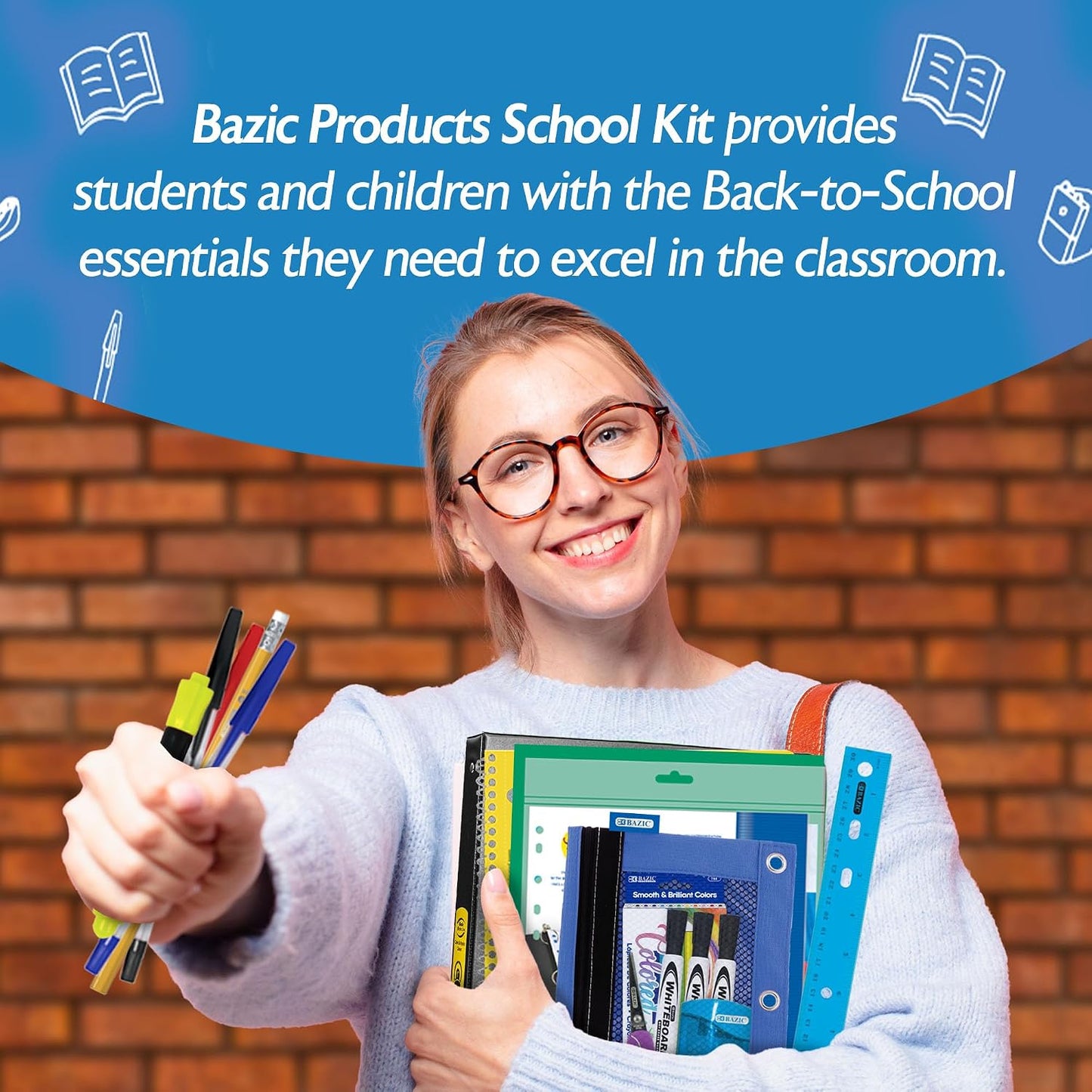 BAZIC PRODUCTS 65-Piece Middle & High School Kit, Math & Geometry, 65-Case | bundles writing, geometry tools in