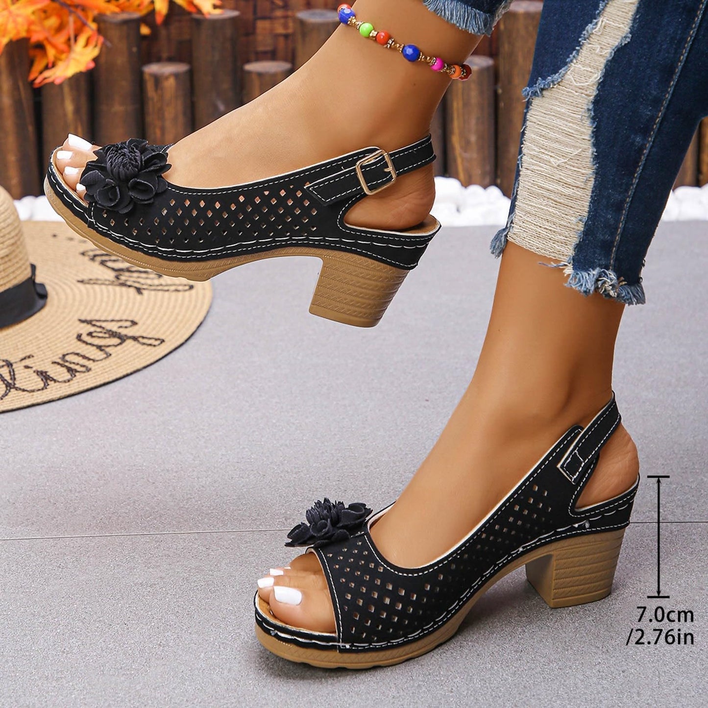 Orthopedic Wedge Sandals For Women 2026,Chunky Block Arch Support Sandal Adjustable Ankle Strap Hollow Out Low Heeled Slippers Wide Width Elegant Dressy Summer Platform Beach Shoes