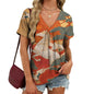 domirica Japanese Print Blouse Women V Neck Short Sleeve Lightweight Breathable Summer Casual Soft Comfy Tops 2026