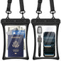 CACOE Floatable Waterproof Phone Pouch 2 Pack Up to 9.0", Black+Green | Floatable, IPX8 Waterproof Phone Case,Adjustable Lanyard,Dry Bags for Beach/Cruise/Travel/Camping/Kayak/Vacation Essentials