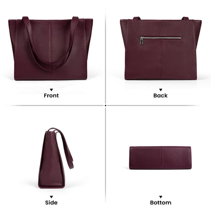 befen Genuine Leather Tote Bag for Women Work, Women's Leather Shoulder Bags Purses Satchel Handbags with Laptop Compartment