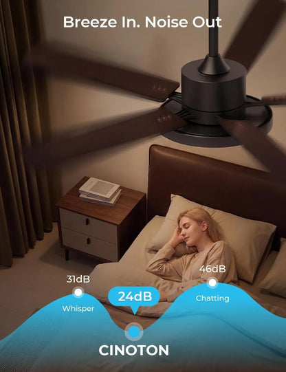 Smart Ceiling Fan with Lights, 52'' RGBCW Remote & App Control, Reversible DC Motor, 2600lm Dimmable, 6 Speeds & 2 Modes, Quiet for Bedroom