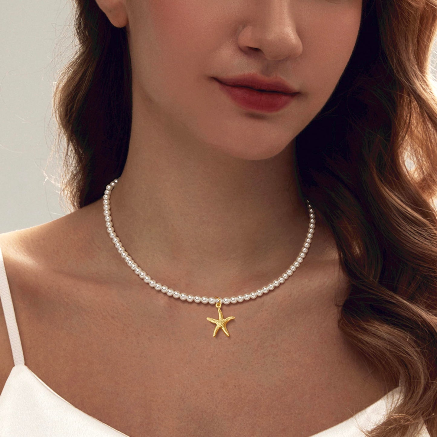 Zeffy Shell Necklace for Women,14K Gold Plated Layered Starfish Conch SeaShell Pearl Pendant Charm Necklace Stack Waterproof Dainty Beach Jewelry for Summer Vacation