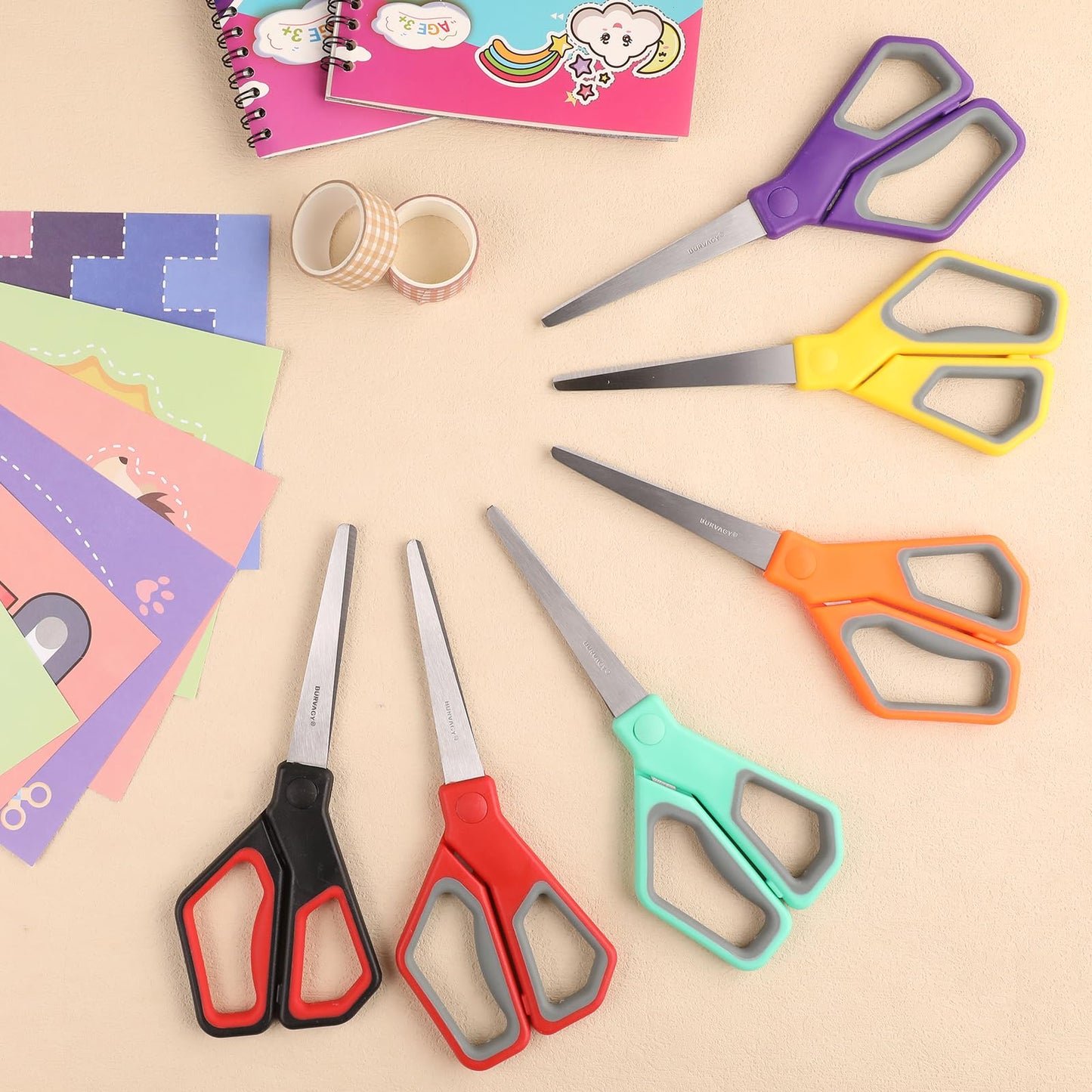 BURVAGY 30Pack 8" Scissors All Purpose, Heavy Duty Scissors with Ultra Sharp Blades Comfort Grip Handles - For Office Home School Sewing Fabric Crafts, High/Middle School Student Teacher Scissor