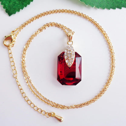 Navachi 18k Gold Plated Crystal Multicolor Square Shape Zircon Dangle Earrings And Neckalce Pendant Az4020-1 Jewelry set
