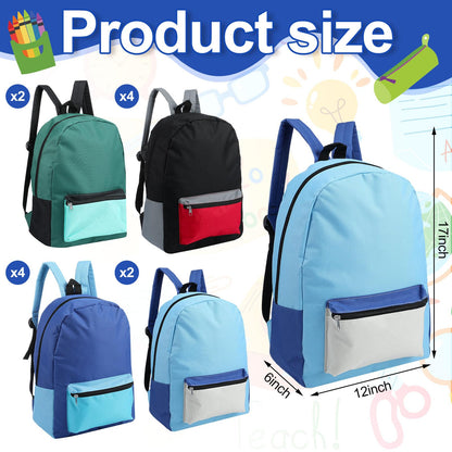 Amylove 12 Pack Backpack in Bulk 17 inch Lightweight Outdoor Travel Bag Classic Bookbags Bulk for Travel Middle High (Colorful,Lovely)