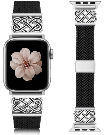TOYOUTHS Braided Magnetic Band Compatible with Apple Watch Bands 38/40/41/42/44/45/46/49mm Women Men, Dressy Celtic Metal Stretchy Elastic Strap for iWatch Series 11 10 9 8 7 6 5 4 SE/Ultra 3 2 1