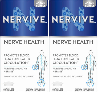Nervive Nerve Health, Alpha Lipoic Acid, Fortify Nerve Health, Healthy Nerve Function, Healthy Blood Circulation, Supplement, Tablet, 60 Tablets
