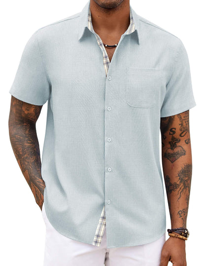 COOFANDY Men's Button Down Shirts Short Sleeve Casual Summer Beach Vacation Wedding Shirt with Pocket