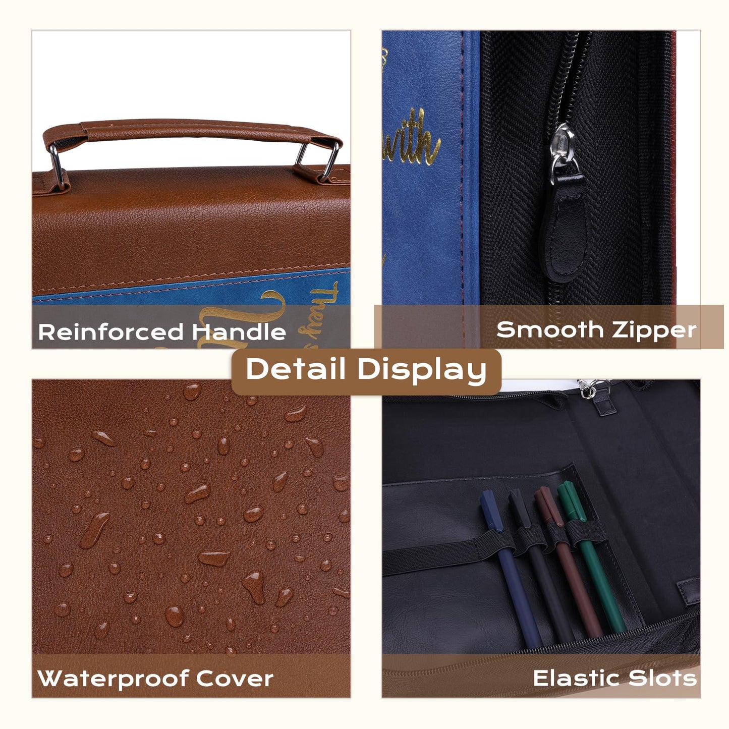XKDOUS 20 Pcs Bible Case Set with Tabs, Pens, Study Supplies Carrier Holder Portable Men's Bible Bag Church Book Leather Cover Father Day Christian Gift for Dad, Mom, Men, Women