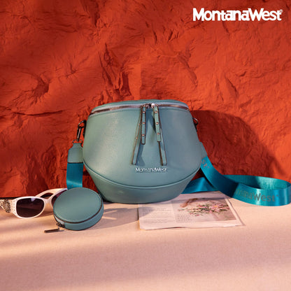 Montana West Crossbody Bag for Women, Large Bum Bag Purse Soft Vegan Leather Travel Fanny Pack with Coin Purse