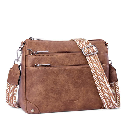Crossbody Bags for Women Rfid Travel Crossbody Purses Leather Handbags Medium Shoulder bag with Adjustable Strap