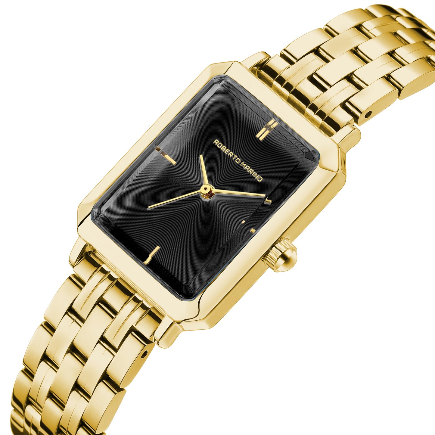 Roberto Marino RM1982 Women’s Luxury Watch Rectangular Gold – Japanese Quartz Movement, Vintage Stainless Steel Design, Silver Dial, Elegant Dress Timepiece, 3ATM Water Resistant – Reloj para Mujer